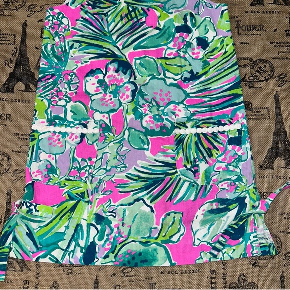 Lilly Pulitzer Little Girl’S Green/Multi Palm Beach Shift Dress Size 7 - Picture 4 of 15